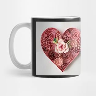 Printed paper quilling rose.heart Mug